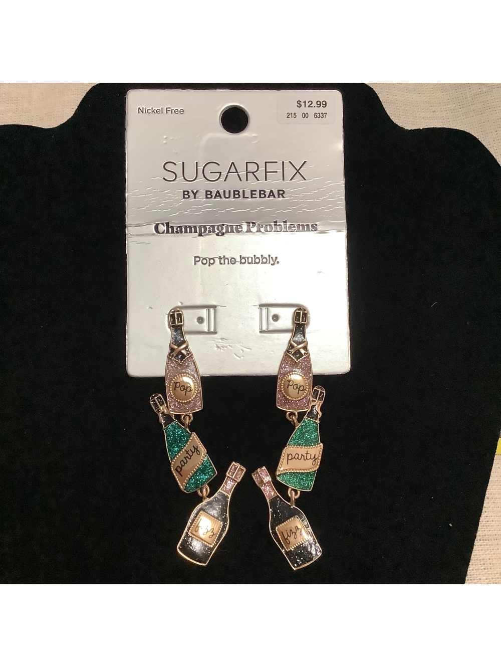 SUGARFIX by BaubleBar Champagne Problems Earrings NWT Champagne Bottle Dangle